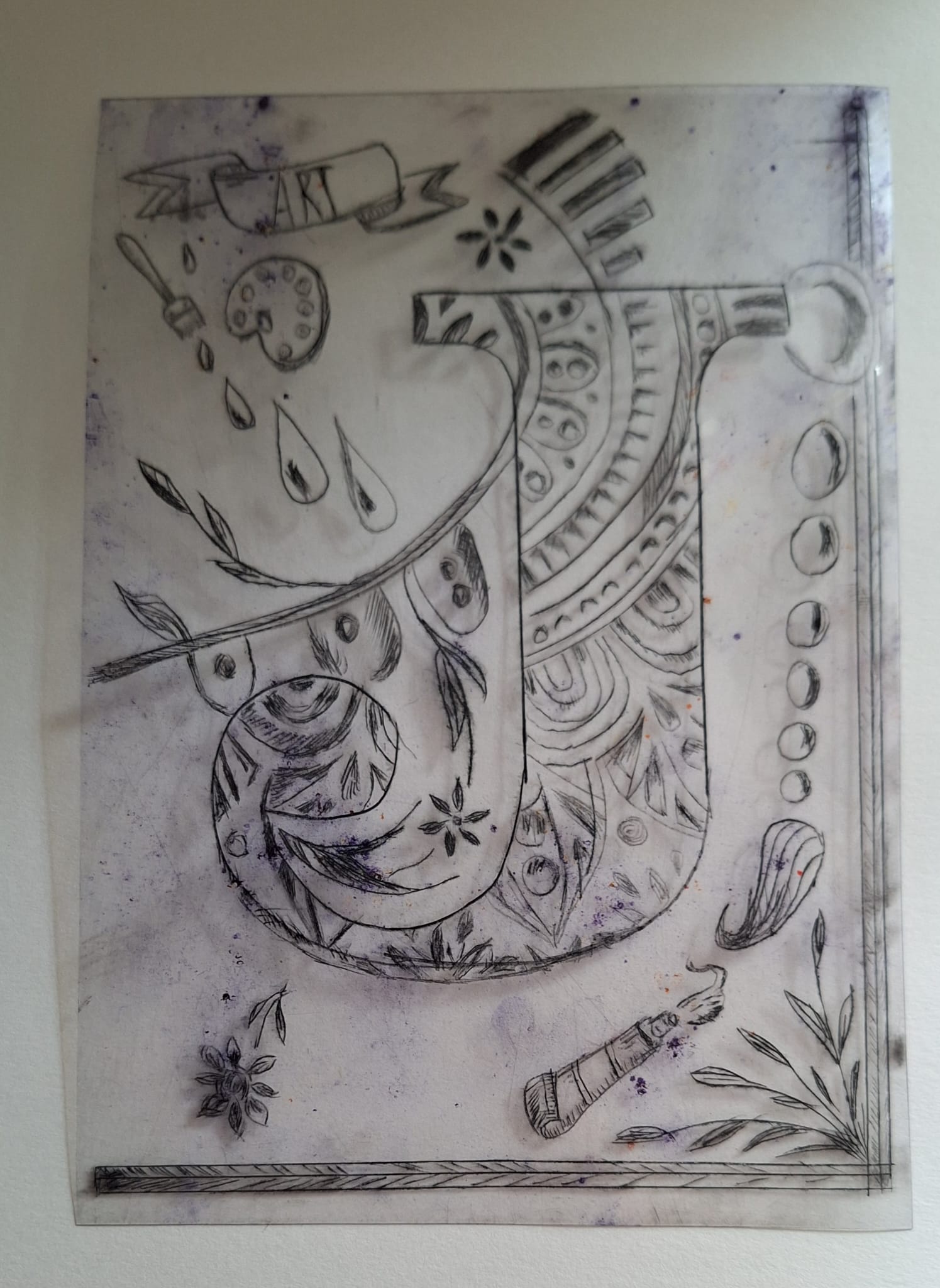 Abstract painting with art brushes